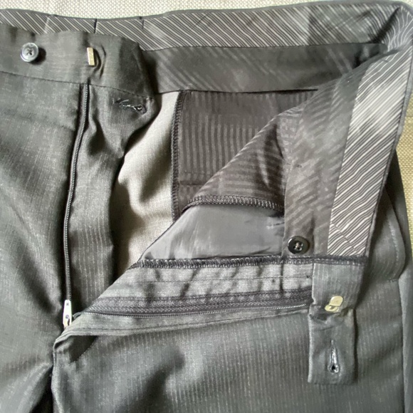 Calvin Klein Mens Dark Grey Flat Front 34X31 Lightweight Office Work Dress Pant - Picture 7 of 11